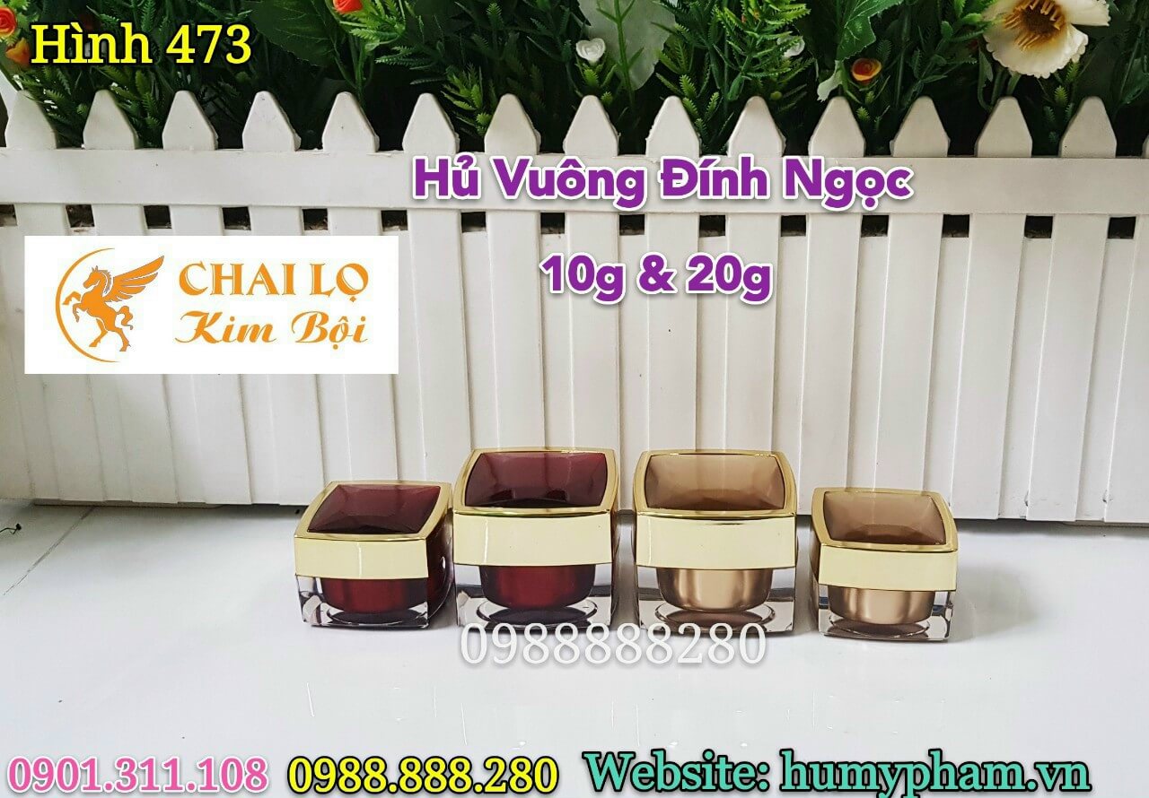 hủ vuông đính ngọc