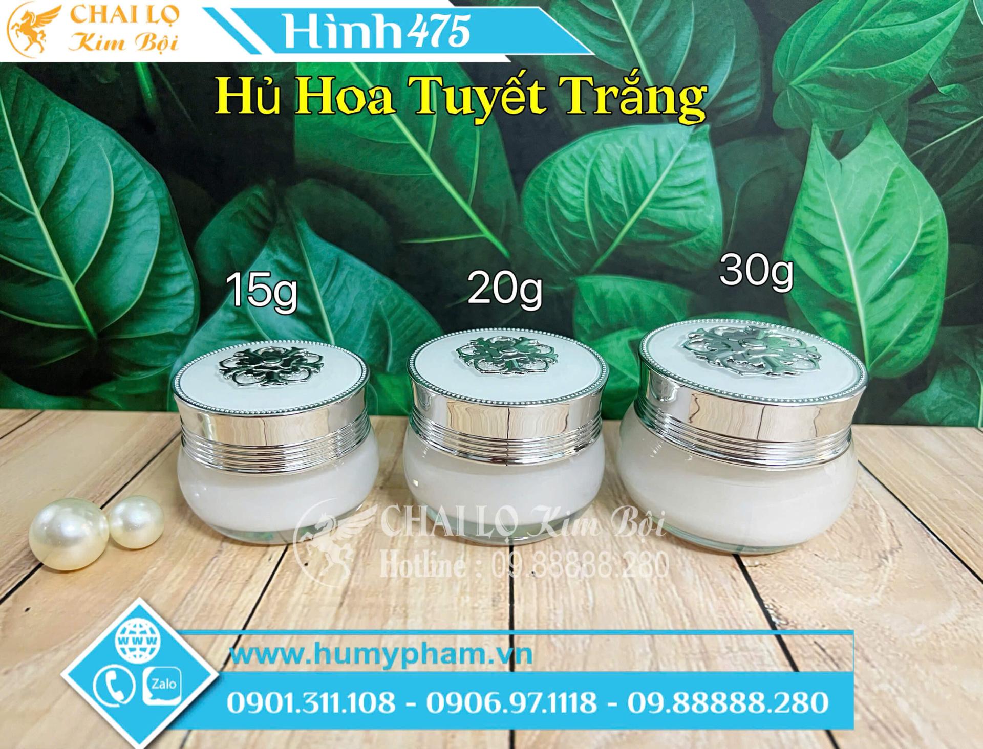 hủ nắp hoa trắng