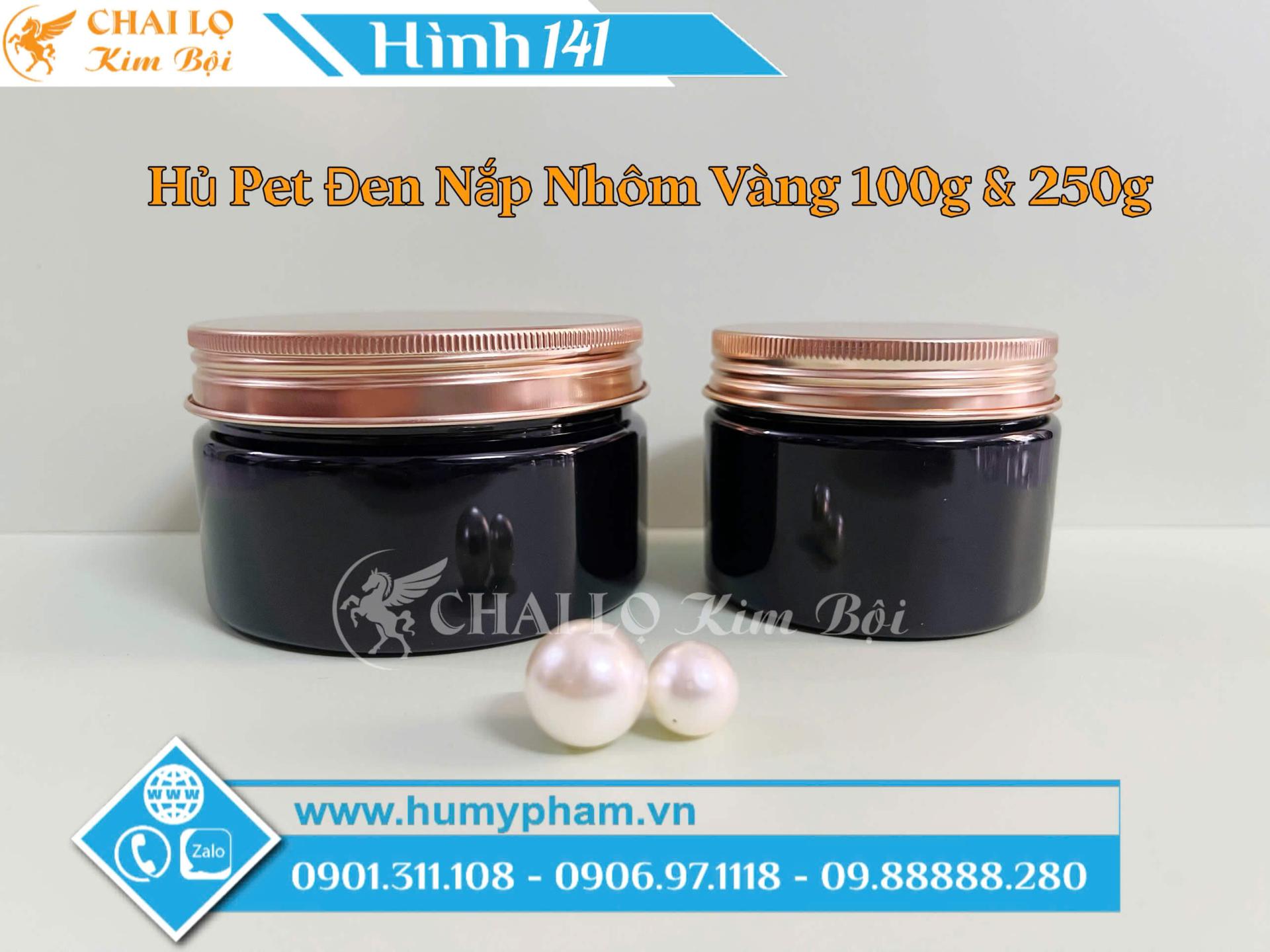 hủ pet đen nắp nhôm vàng