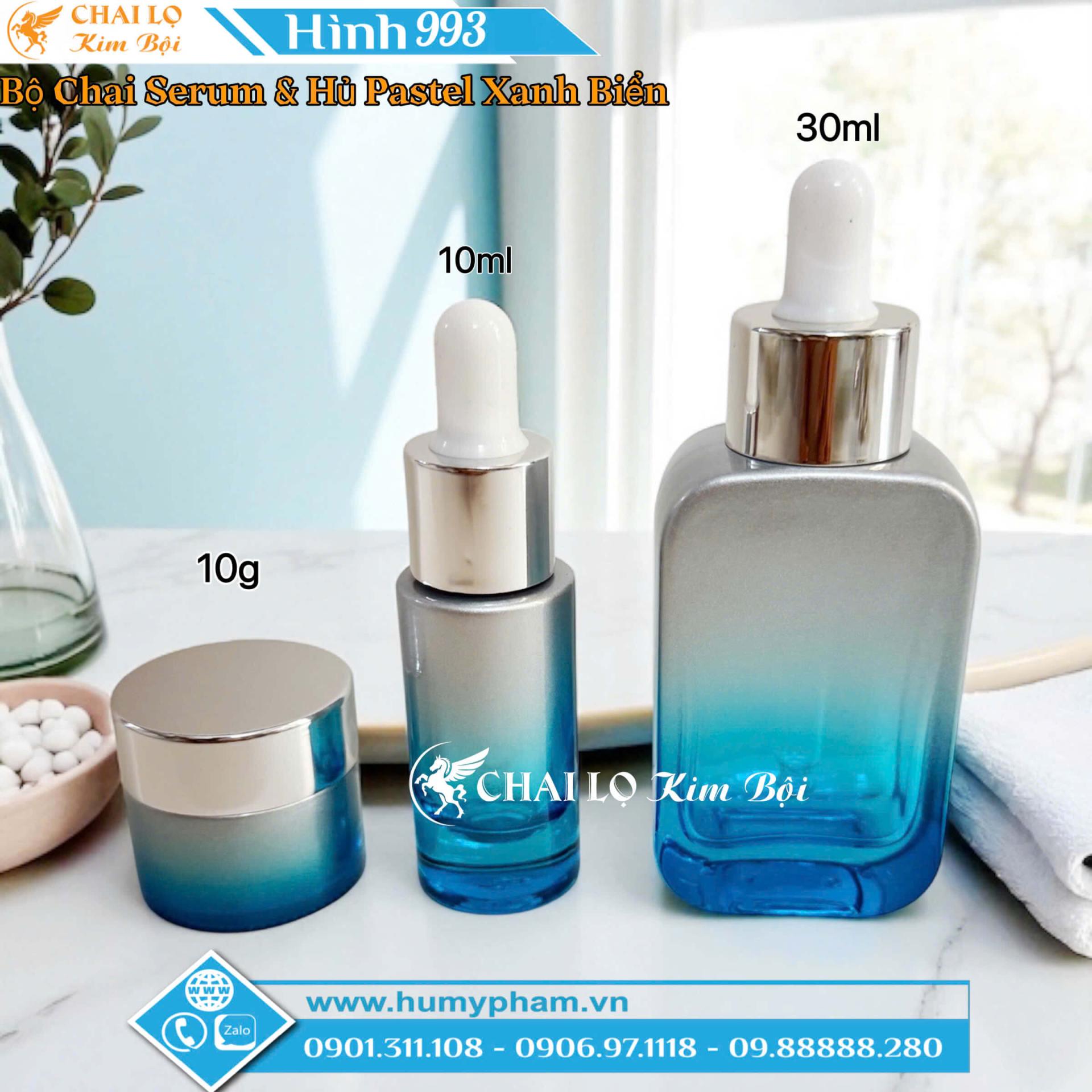  BỘ CHAI SERUM VÀ HỦ PASTEL XANH BIỂN