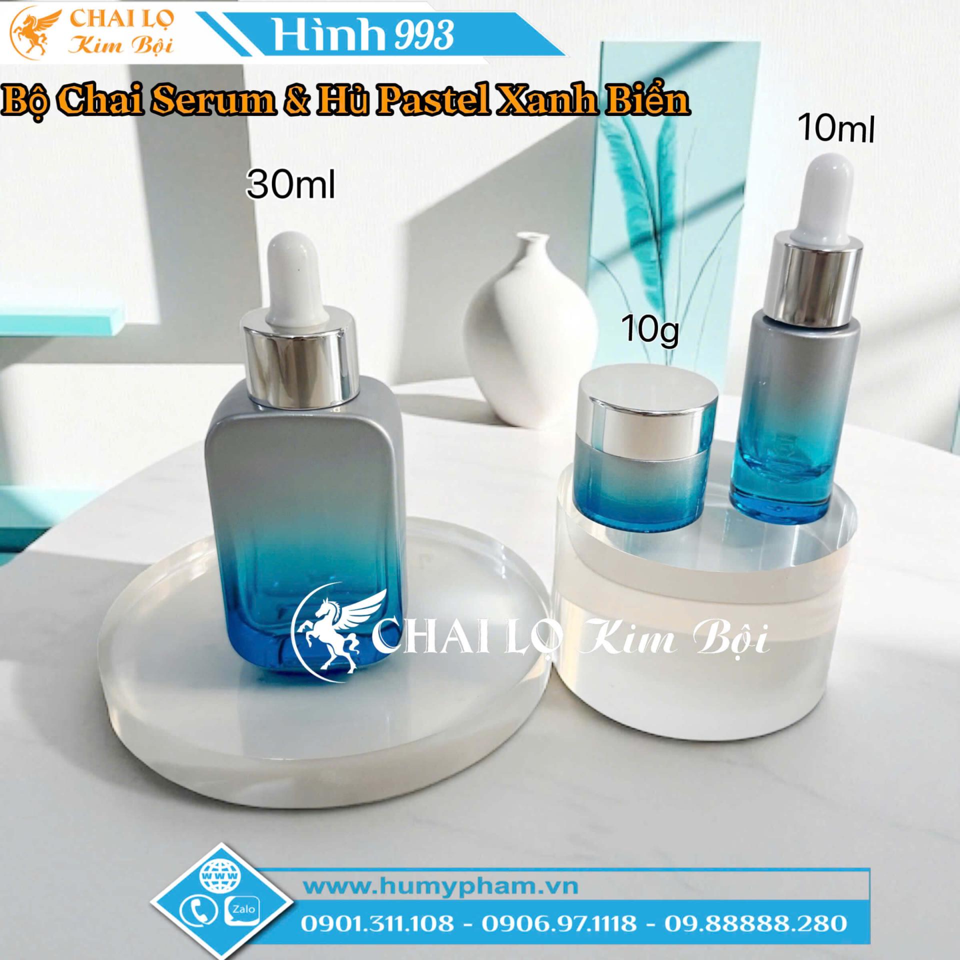  BỘ CHAI SERUM VÀ HỦ PASTEL XANH BIỂN