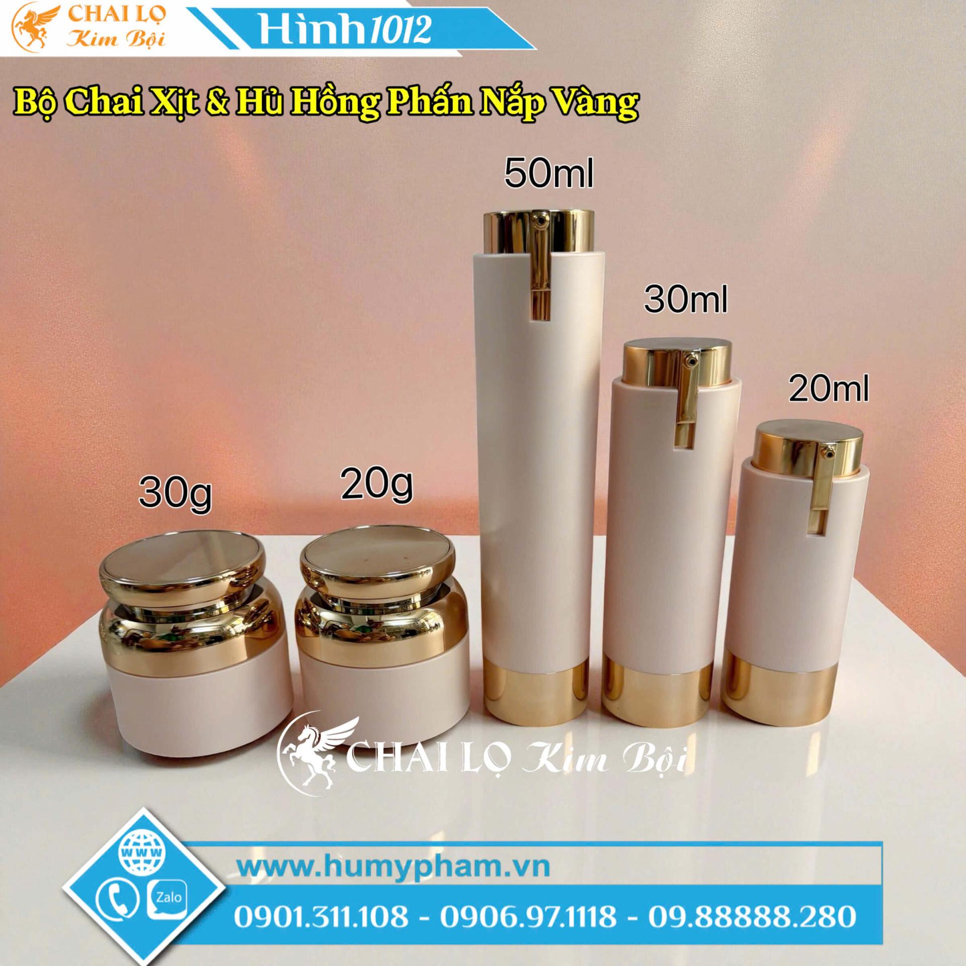 bộ chai lọ hồng vòi xịt vàng