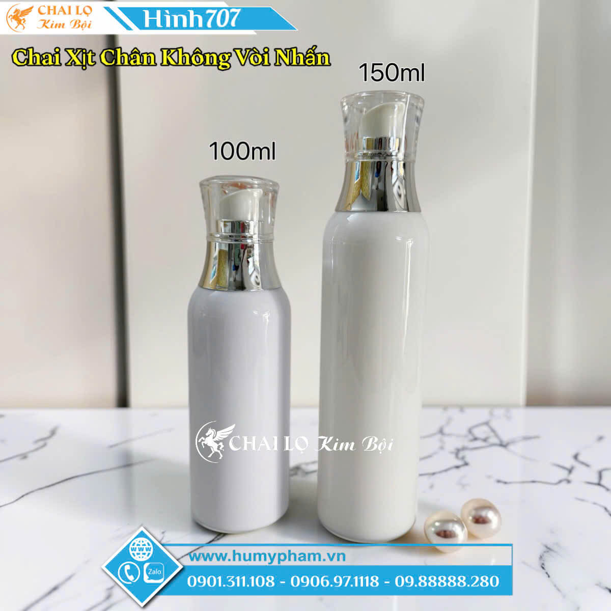 CHAI XỊT CHÂN KHÔNG VÒI NHẤN 100ml & 150ml