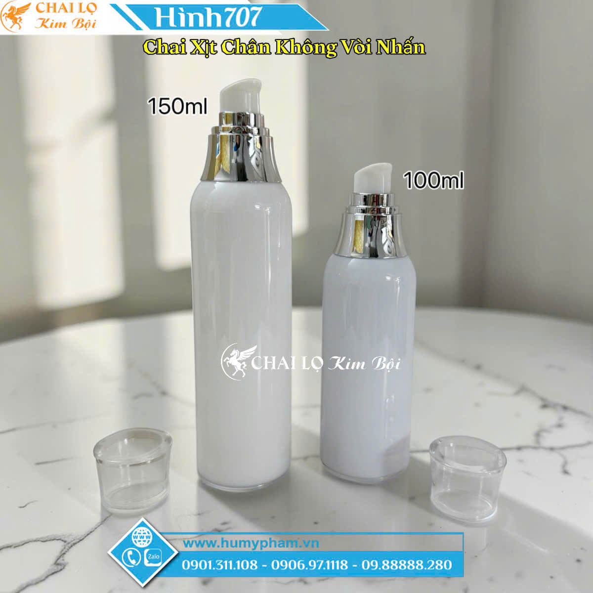 CHAI XỊT CHÂN KHÔNG VÒI NHẤN 100ml & 150ml