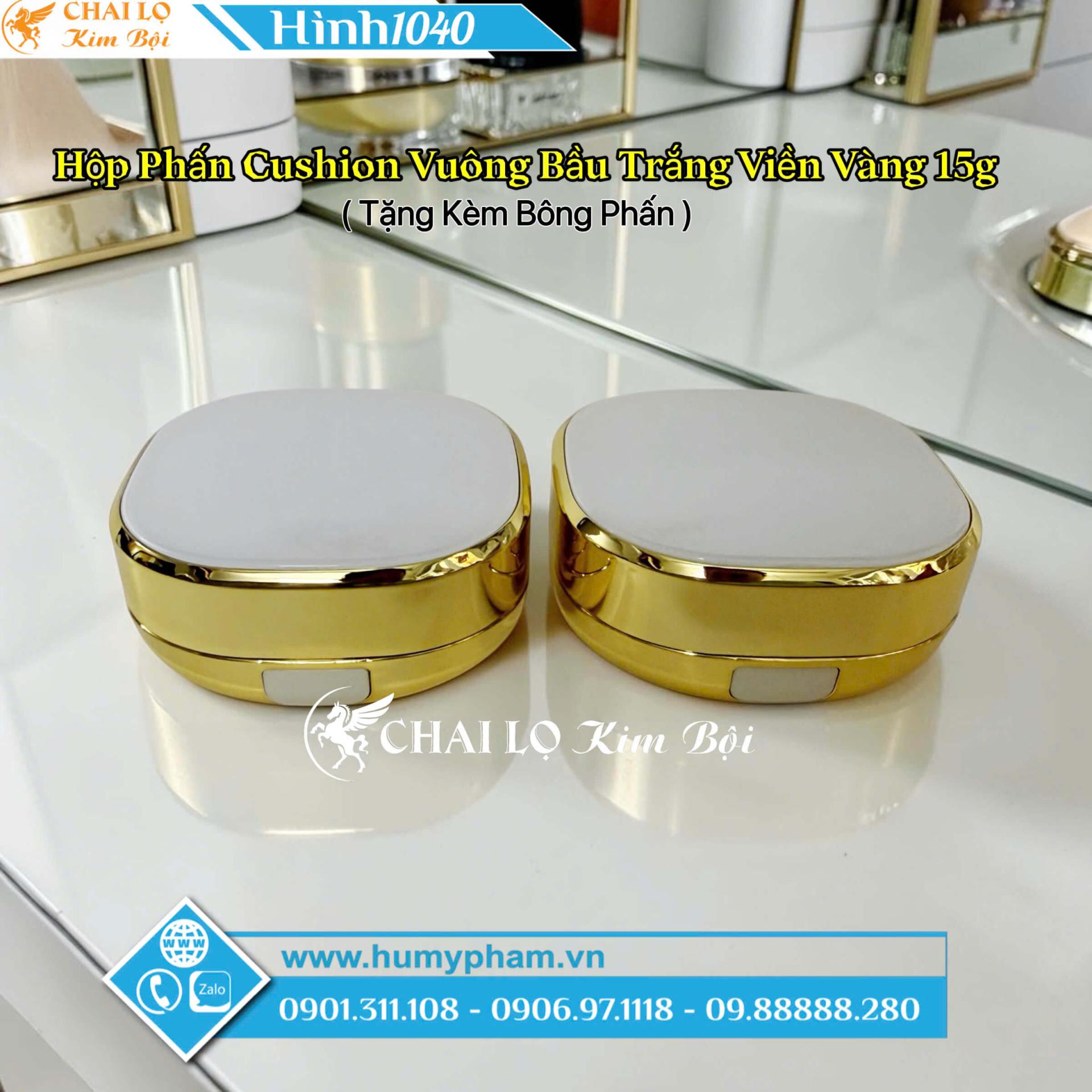  HỘP PHẤN CUSHION VUÔNG BẦU VIỀN VÀNG 15g