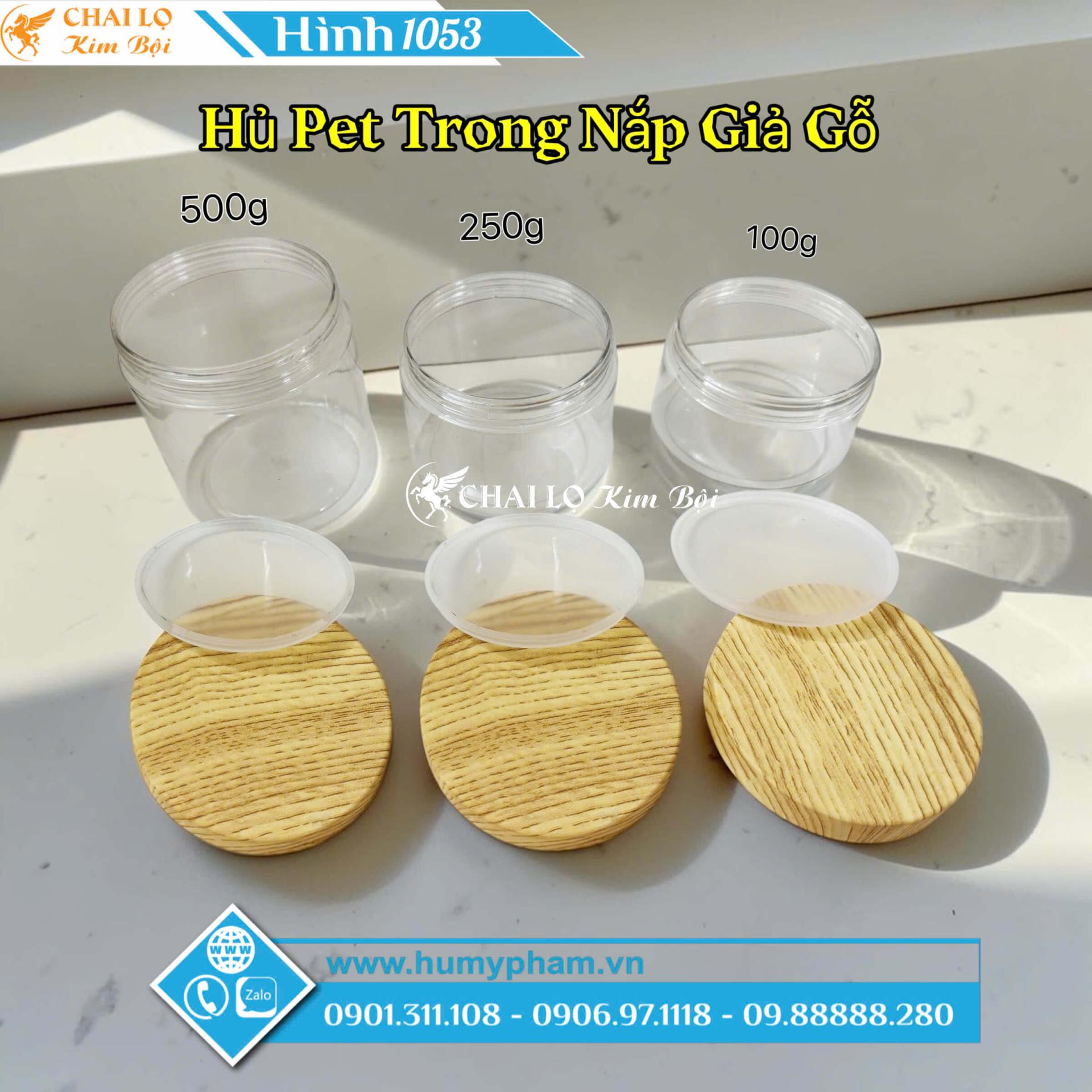 hủ pet trong nắp gỗ