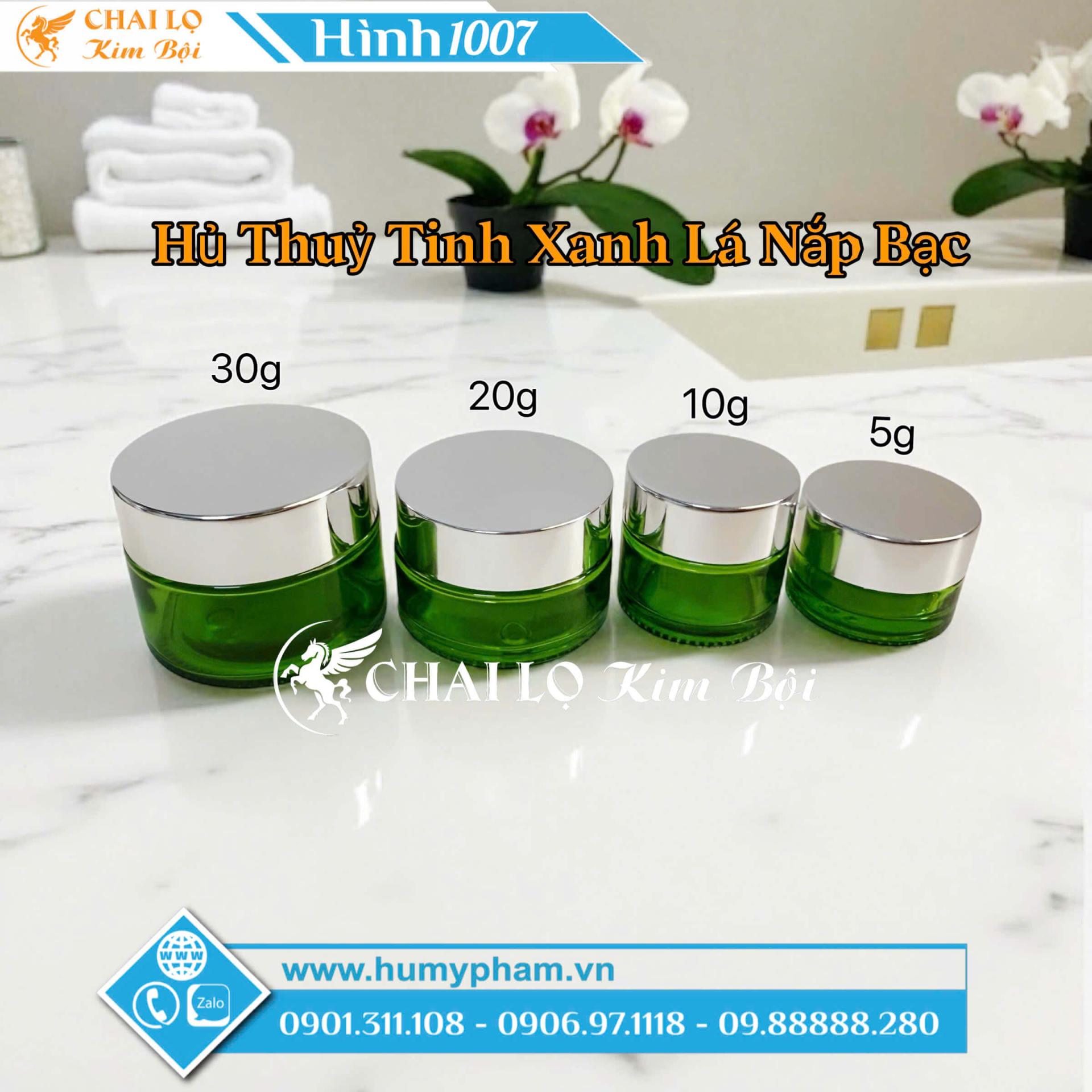 hủ kem thủy tinh màu xanh lá