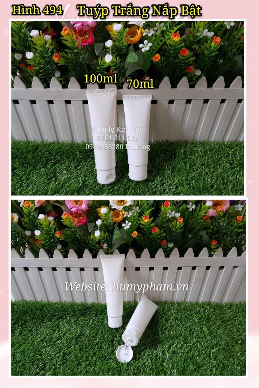 tuýp nhựa trắng đựng mỹ phẩm