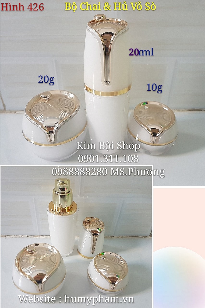 bộ chai lọ mỹ phẩm vỏ sò