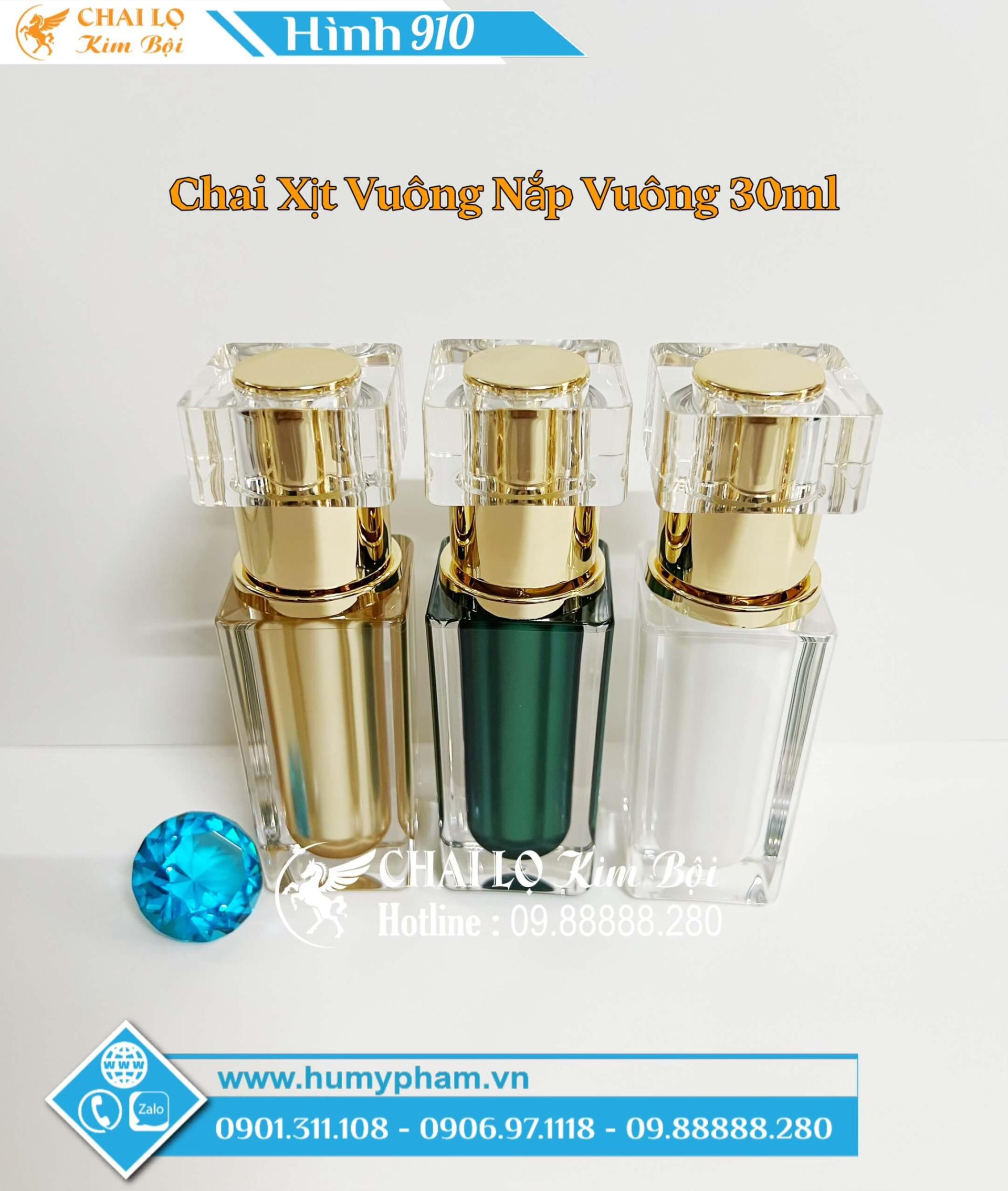 chai xịt vuông nắp vuông 30ml