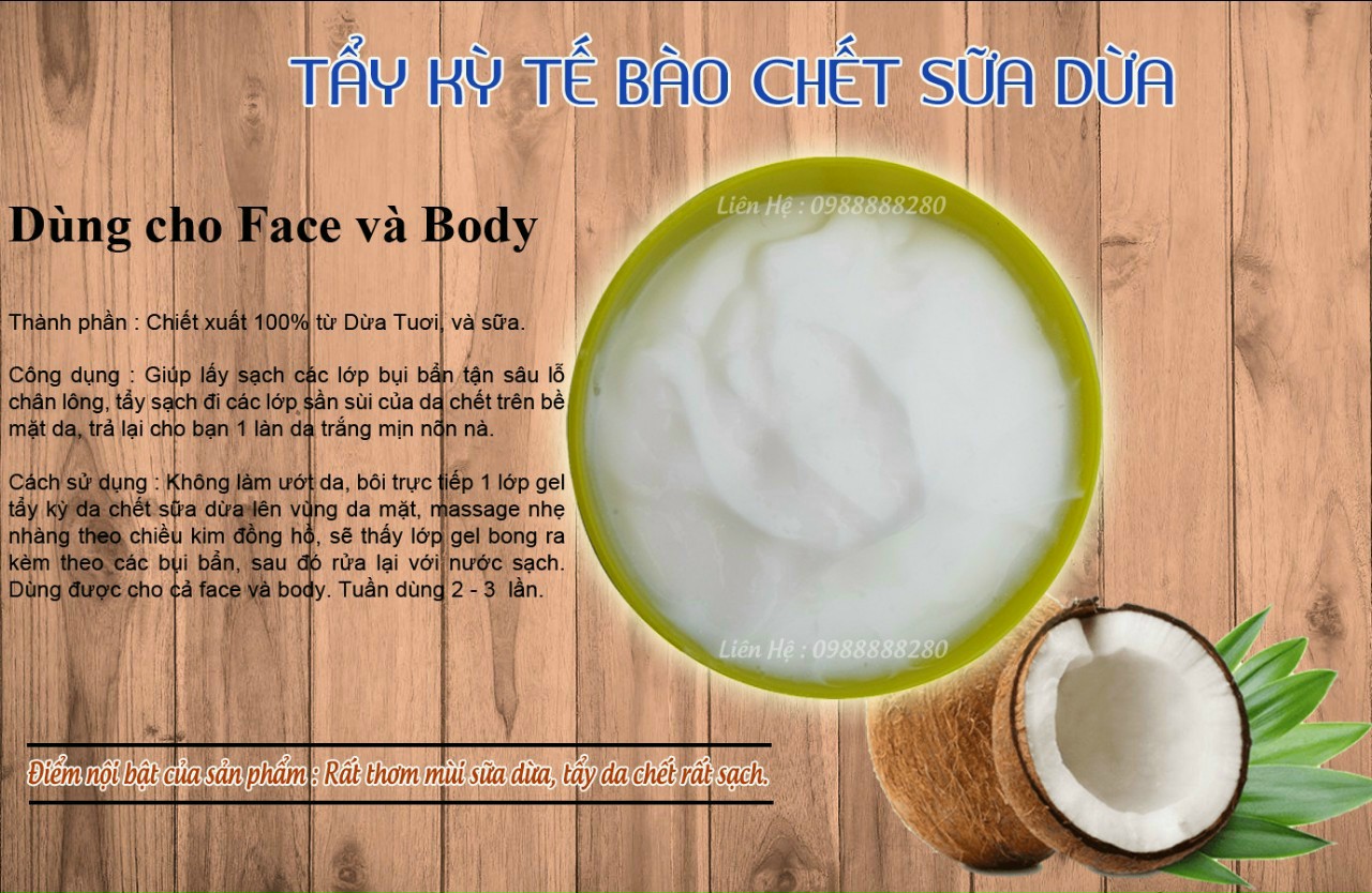 tẩy kỳ da chết sữa dừa