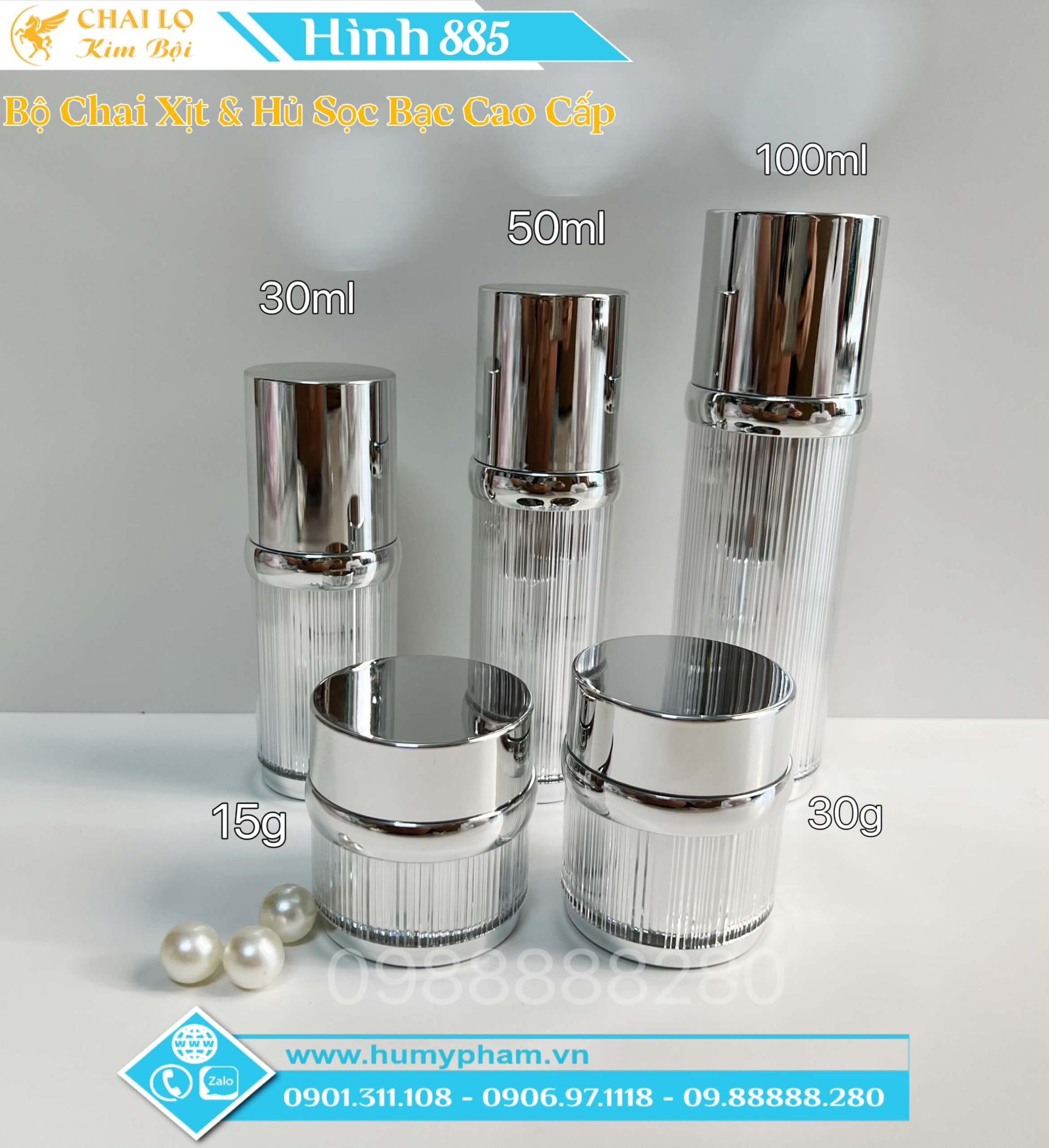 BỘ CHAI LỌ VÀ HỦ SỌC BẠC