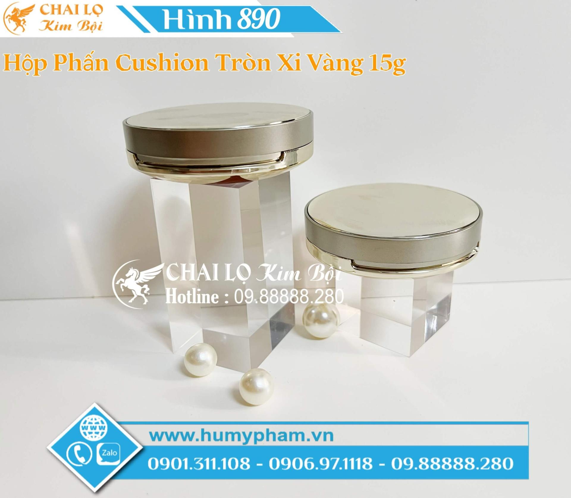 Hộp Đựng Phấn Phủ Cushion Tròn Xi Vàng 15g