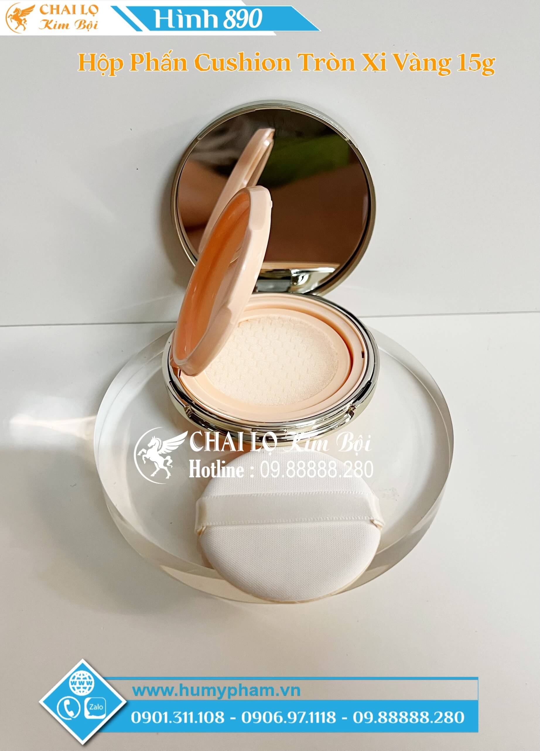 Hộp Đựng Phấn Phủ Cushion Tròn Xi Vàng 15g