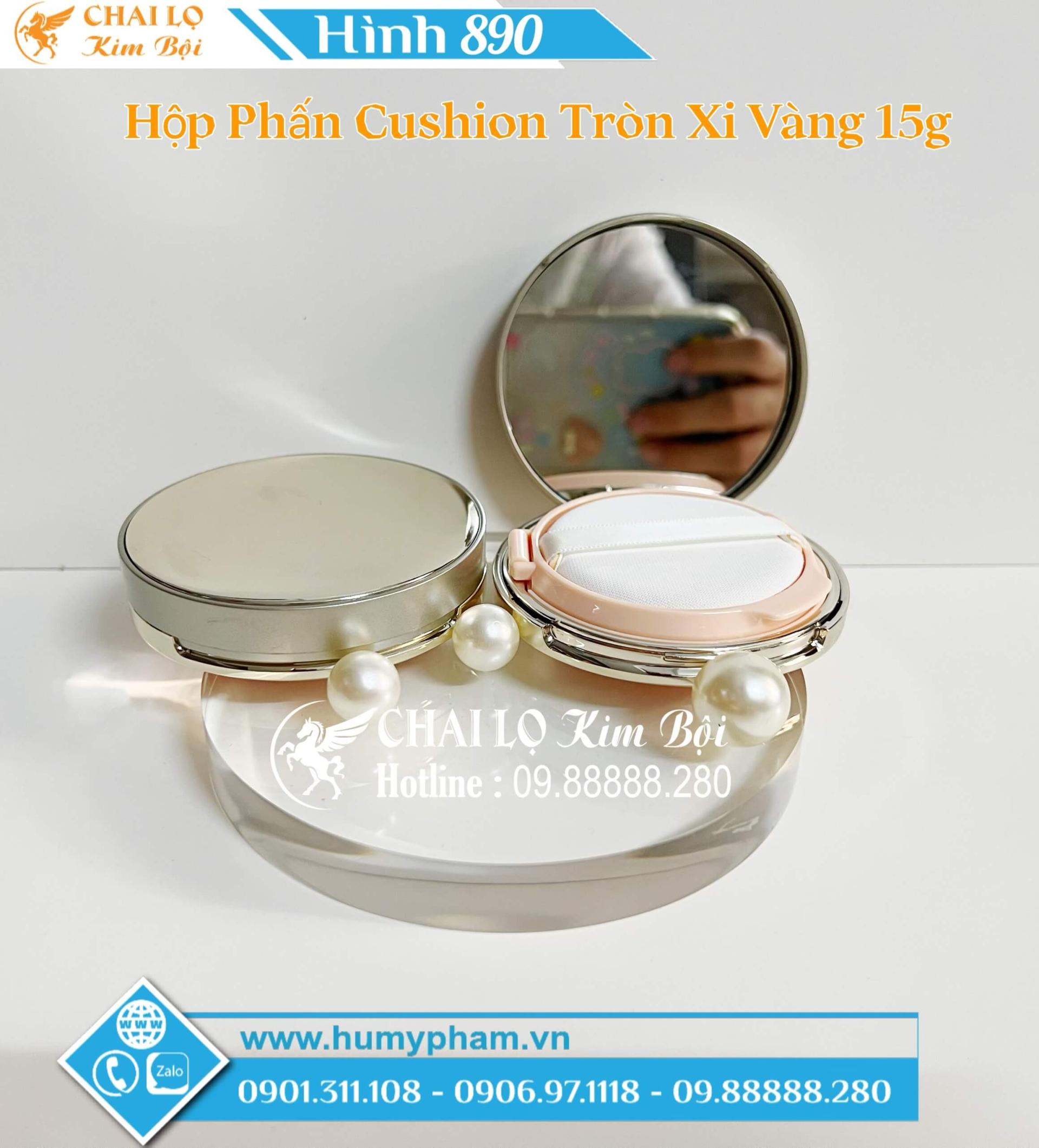 Hộp Đựng Phấn Phủ Cushion Tròn Xi Vàng 15g