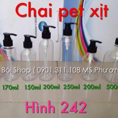 CHAI PET VÒI XỊT ĐEN ĐỦ SIZE