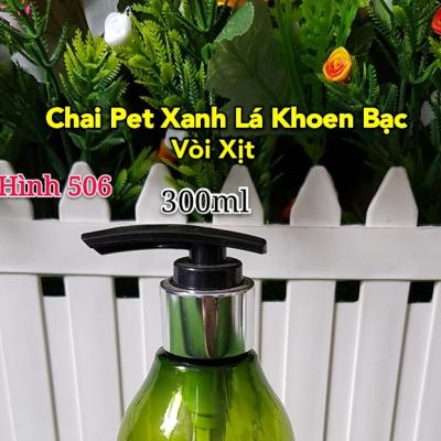 CHAI PET XANH LÁ VÒI ĐEN BẠC 300ML