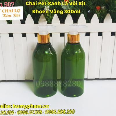 CHAI PET XANH LÁ VÒI XI VÀNG 300ML