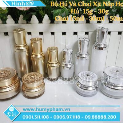 BỘ CHAI LỌ MỸ PHẨM NẮP HOA CAO CẤP