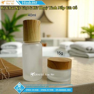 BỘ CHAI XỊT VÀ HỦ THỦY TINH NẮP GỖ
