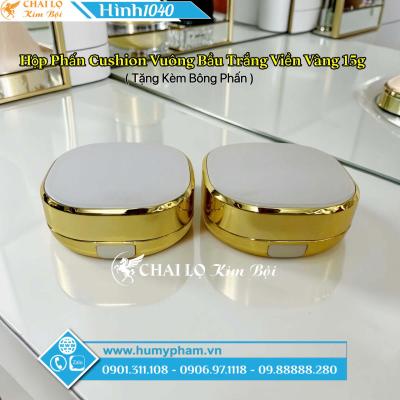HỘP PHẤN CUSHION VUÔNG BẦU VIỀN VÀNG 15g