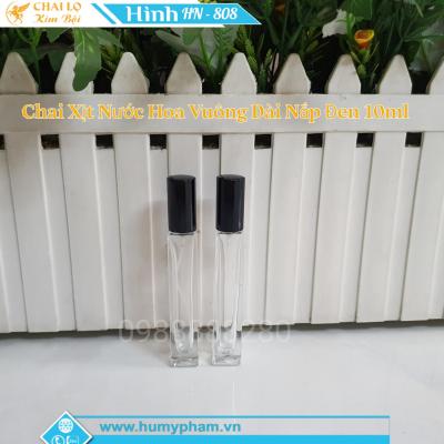 CHAI XỊT NƯỚC HOA VUÔNG DÀI NẮP ĐEN 10ML