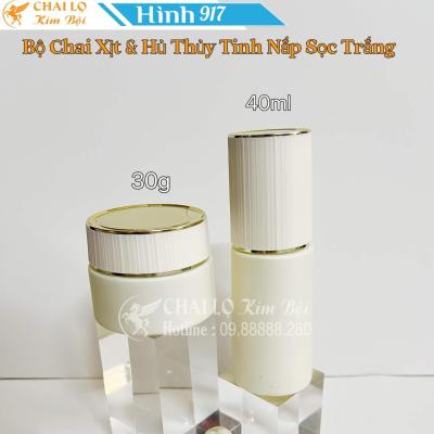 BỘ CHAI XỊT & HỦ THỦY TINH NẮP SỌC TRẮNG